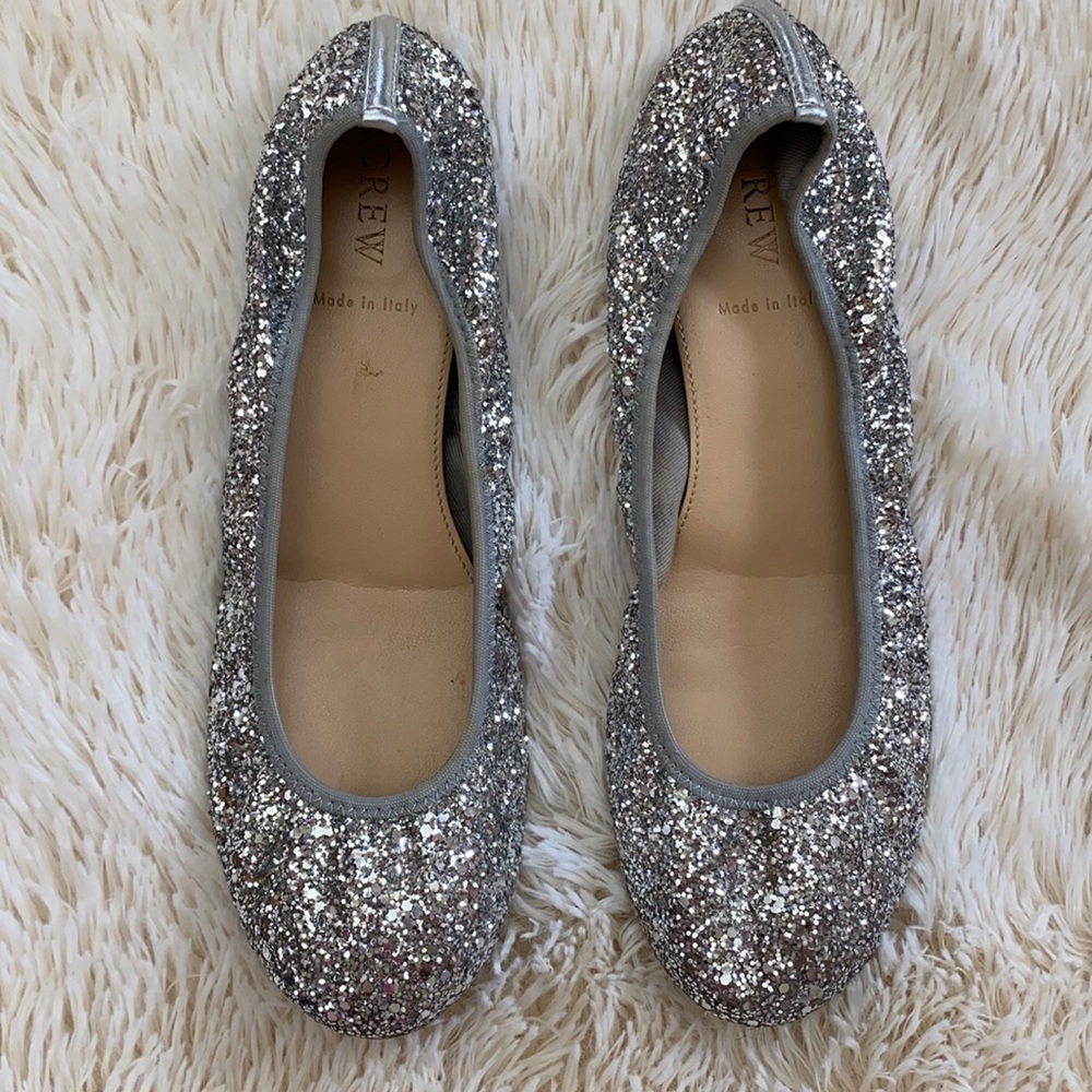 J.Crew silver sequin flats